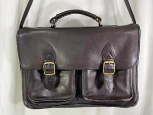 Wilsons Leather Laptop Bag Dark Brown Shoulder Strap Travel Briefcase Vintage - Picture 1 of 12