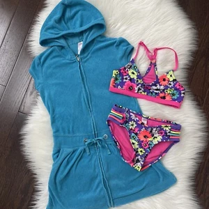 Justice Girls 8 Swimsuit Bikini with Coverup - Picture 1 of 9