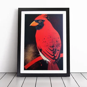 Cuadro póster impresión arte pared lienzo salpicaduras pintura pájaro cardinal - Imagen 1 de 8