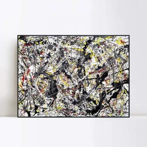 Framed Canvas Silver over Black, White, Yellow and Red,1948 by Jackson Pollock G - Bild 1 von 7