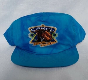 Vintage Blue Tie Dye "Smooth Character" Camel Cigarettes Baseball Hat Cap - Picture 1 of 6