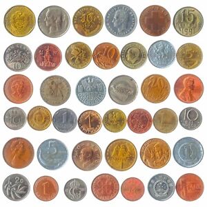SET OF 40 COINS FROM 40 DIFFERENT COUNTRIES COINS LOT