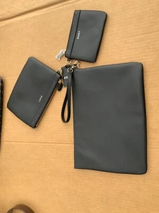 DKNY Vela Triple Pouch Wristlet Bag x3 -Black New - Picture 1 of 5