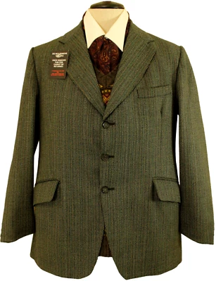 VINTAGE BURTON DIRECTOR COLLECTION MENS 44" GREEN MIX SUIT JACKET - Image 1 of 4