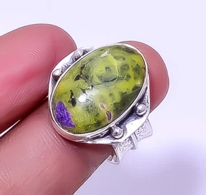 Atlantisite Stichite 925 Sterling Silver Designer Artisan Handmade Ring s.7.5 A0 - Picture 1 of 1