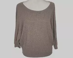 Maglione donna VINCE taglia M marrone pipistrello scollo a scoop misto lana seta 27-11 - Foto 1 di 11
