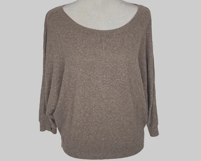 VINCE женщин шерсти шелковой смеси пуловер свитер Sz M коричневый декольте роскошь 27-11 - Изображение 1 из 4