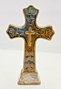 Stehende Tischplatte Deko Keramik Kreuz Kruzifix religiöse Kunst - Bild 1 von 4