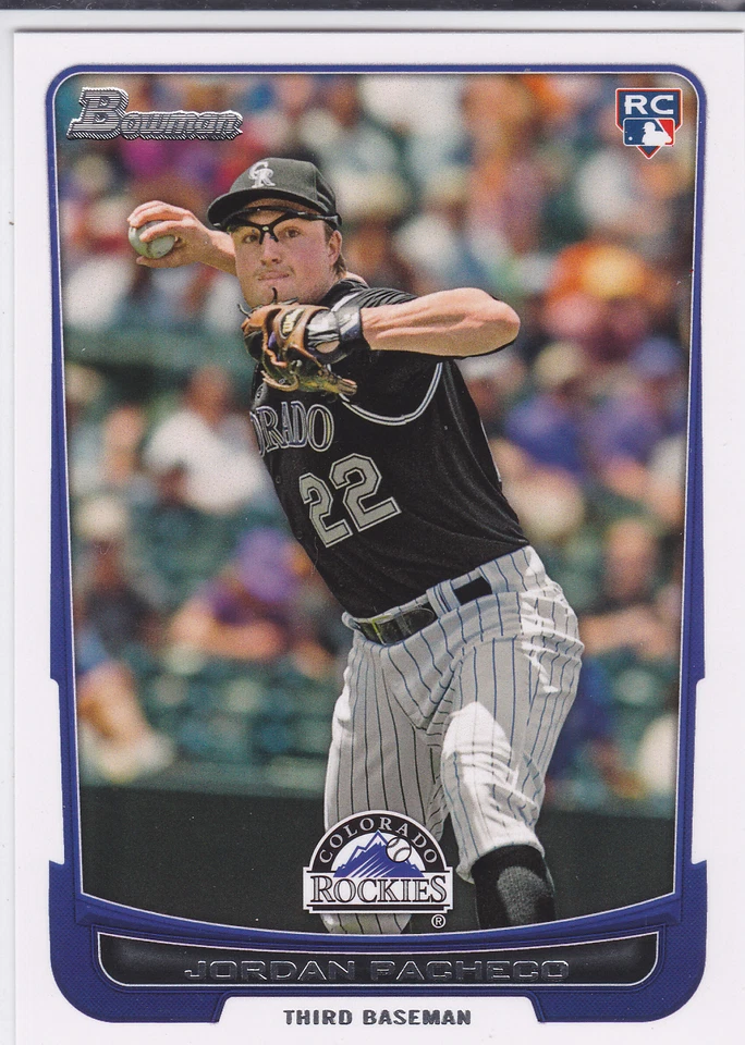 Tarjeta de novato Jordan Pacheco Colorado Rockies 2012 Bowman Draft Foto 1 de 1