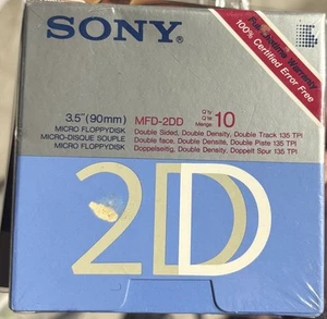 Sony MFD-2DD 3.5 Inch Micro Floppydisk Double Density Set of 10 New Sealed - Afbeelding 1 van 1