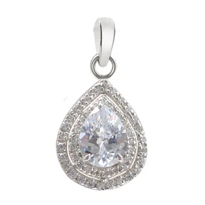 Colgante solitario para mujer D/VVS1 2,60 quilates en forma de pera en oro blanco sólido de 14 quilates - Imagen 1 de 4