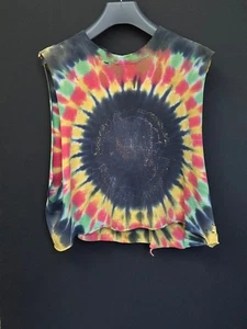 90s ZION cut off tank trippy rasta tie dye black yellow red green - Picture 1 of 8