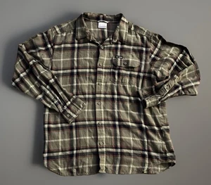 Columbia Long Sleeve Flannel Shirt Checker Plaid Green Black Red Large JBHS - Picture 1 of 9