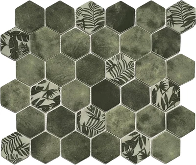 Mosaico de vidro hexágono azul 8 folhas, azulejos para cozinha banheiro chuveiro - Imagem 1 de 4