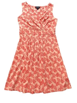 Vestido Lands End para mujer mediano 10-12 rosa estampado de hojas de coral sin mangas verano Foto 1 de 4
