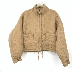Blank NYC Women Size Medium Jacket Brown Quilted Zip Front Coat Cropped Cinch - Picture 1 of 11