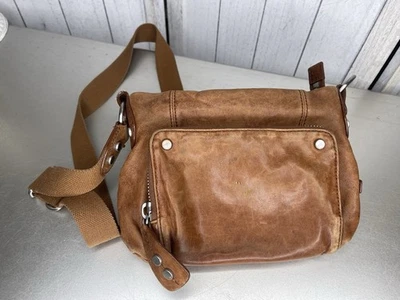 Bolsa de ombro tiracolo vintage LELLINGTON pequena couro marrom desgastado LEIA - Imagem 1 de 4