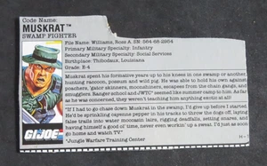 Muskrat Karteikarte 1988 Gi Joe Vintage DC - Bild 1 von 2