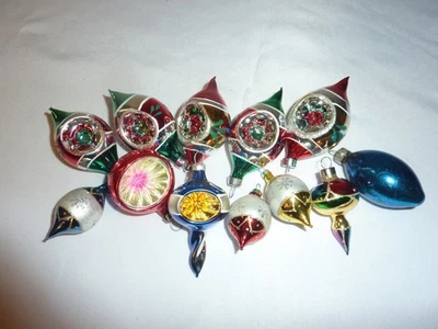 Лот винтажных рождественских стеклянных выемок из перьев и капель - Изображение 1 из 4