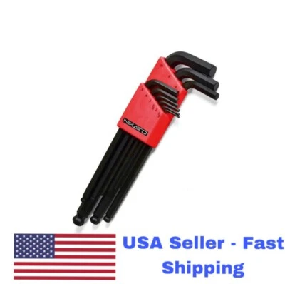 Set of 9 SAE Hex Keys 1/16" - 3/8", Chrome Vanadium Steel, Plastic Organizer. - Image 1 of 4