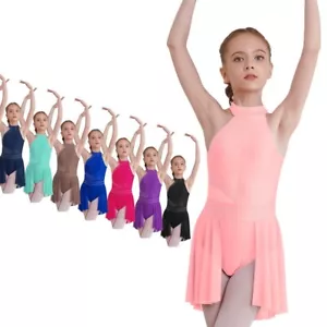 Kinder Mädchen Ballettanzug Einfarbig Trikotkleid Ärmellos Tanzbekleidung - Bild 1 von 86