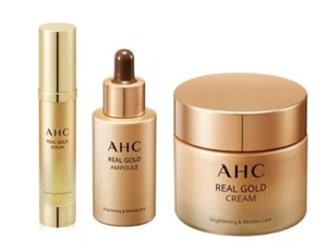 AHC Real Gold Elasticity Basic 3-Type Set -Serum, Cream & Ampoule for Anti-Aging - Picture 1 of 4