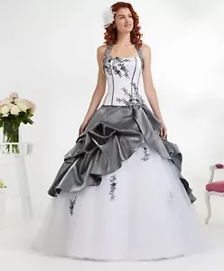 Gerafftes Fushia Silber Korsage Ballkleid Brautkleid Hochzeit Tüllrock Schnürung - Bild 1 von 5