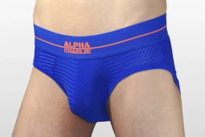Alpha Charlie Platoon Royal Men's Brief SIZE Large NEW WITH TAGS blue/orange - Picture 1 of 2