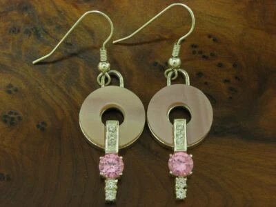 925 Argento Sterling Pendenti con Zirconia & Madreperla Ricoperto/5,2cm/11,3g - Immagine 1 di 3