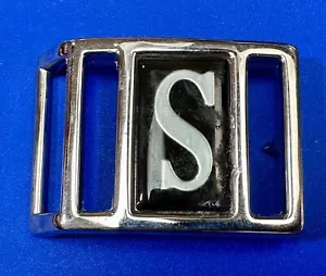 Custom Letter S Initial Monogram Vintage Black & Silver Tone Avon Belt Buckle - Picture 1 of 17