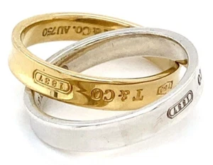 Tiffany & Co 1837 Interlocking Circles Ring (Size 4.5) .925 Silver/18K Gold - Picture 1 of 6