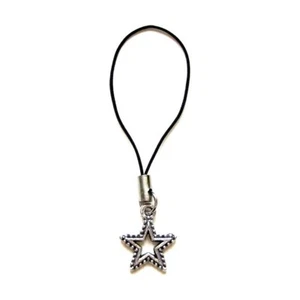Bijou accessoire de tel portable GSM SAC MP3 / Breloque ETOILE / Dragonne noire - Photo 1 sur 1
