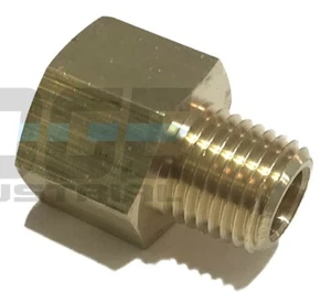 BRASS PIPE ADAPTER 3/8" FNPT x 1/4" MNPT FUEL/AIR/WATER/OIL/GAS WOG - Picture 1 of 3