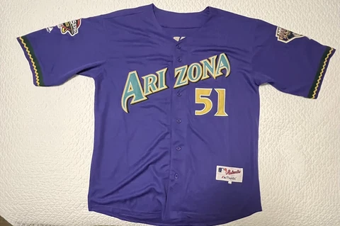 DIAMONDBACK JERSEY #51 RANDY JOHNSON SIZE L-XL WORLD SERIES 2001 PURPLE ARIZONA Cover