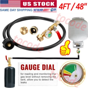 4ft Propane Hose w/Control Valve,Gauge,Tank Adapter Converts QCC1 Tank - Picture 1 of 10