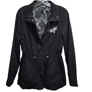 Hot Topic Mantel Damen Gr. S schwarz Motte Anorak Cargo Jacke leichte Taschen - Bild 1 von 14