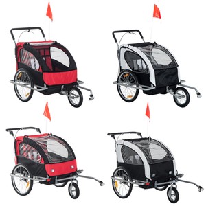 2-Seater Child Bike Trailer Kids Carrier Safety Harness Baby Stroller Jogger