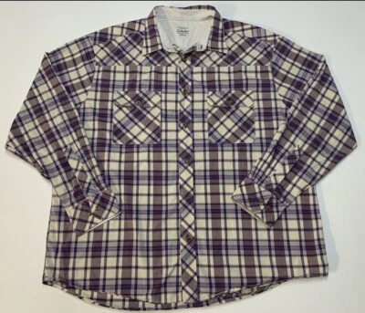 Cabela’s Button Up Collared Shirt Purple Plaid Sz XL Chest 52” Pima Cotton EUC - Image 1 of 4