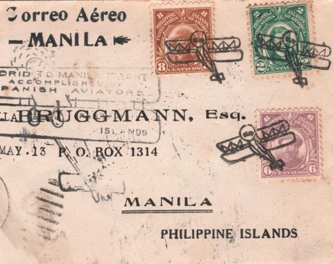 USA PHILIPPINES Air Mail FIRST FLIGHT 1926 *Raid Madrid* Cover Signed? KA260 Cover