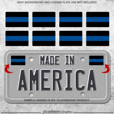 8x Thin blue line mini sticker decals car license plate police officers truck - Image 1 of 3