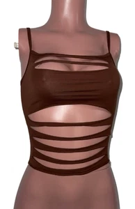 Dollskill Current Mood brown cut out stretch tank cami top Edgy Festival Rave - Picture 1 of 2