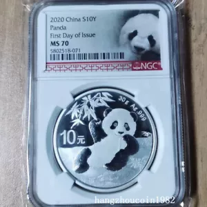 NGC MS70 2020 China 10YUAN Panda Silver Coin 30g Ag.999 First Day of Issue - Picture 1 of 2
