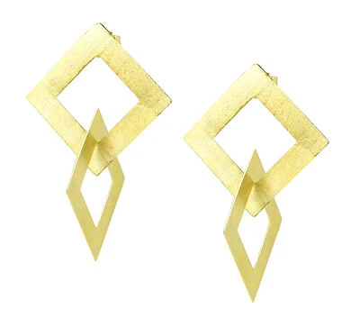 Sheila Fajl Boone Double Square Dangle Earrings in Gold Plated - Image 1 of 4