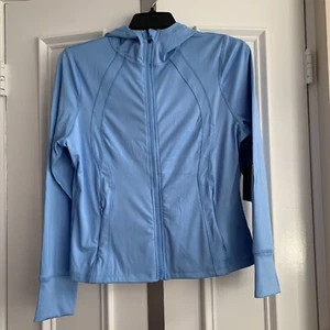 Danskin Women’s Hooded Luxe Yoga Athletic Top Long Sleeve Blue Size L ~ D4244E - Picture 1 of 6