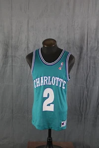 Charlotte Hornets Jersey (VTG) - Larry Johnson 2 by Champion - Size 40 - Picture 1 of 11