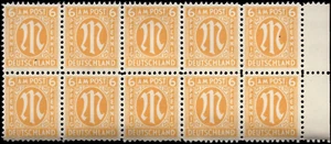SAVOYSTAMPS - Germany-Allied Issued Occupational Post WWll-6 P-Block of 10-MINT - Picture 1 of 1