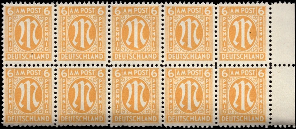 SAVOYSTAMPS - Germany-Allied Issued Occupational Post WWll-6 P-Block of 10-MINT - Image 1 of 1