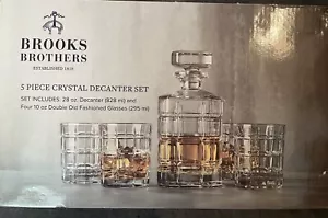 Brooks Brothers 5 Piece Crystal Decanter & 4 DOF Glasses New - Picture 1 of 5