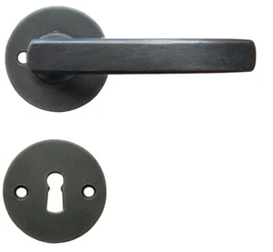 Drückergarnitur Schmiedeeisen Türbeschlag schwarz Türgriff Antik Rosette Retro - Picture 1 of 11