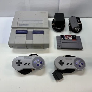 Super Nintendo SNES w/NHLPA Hockey 93 2 Controllers RF Switch AC Adapter - Works - Picture 1 of 14
